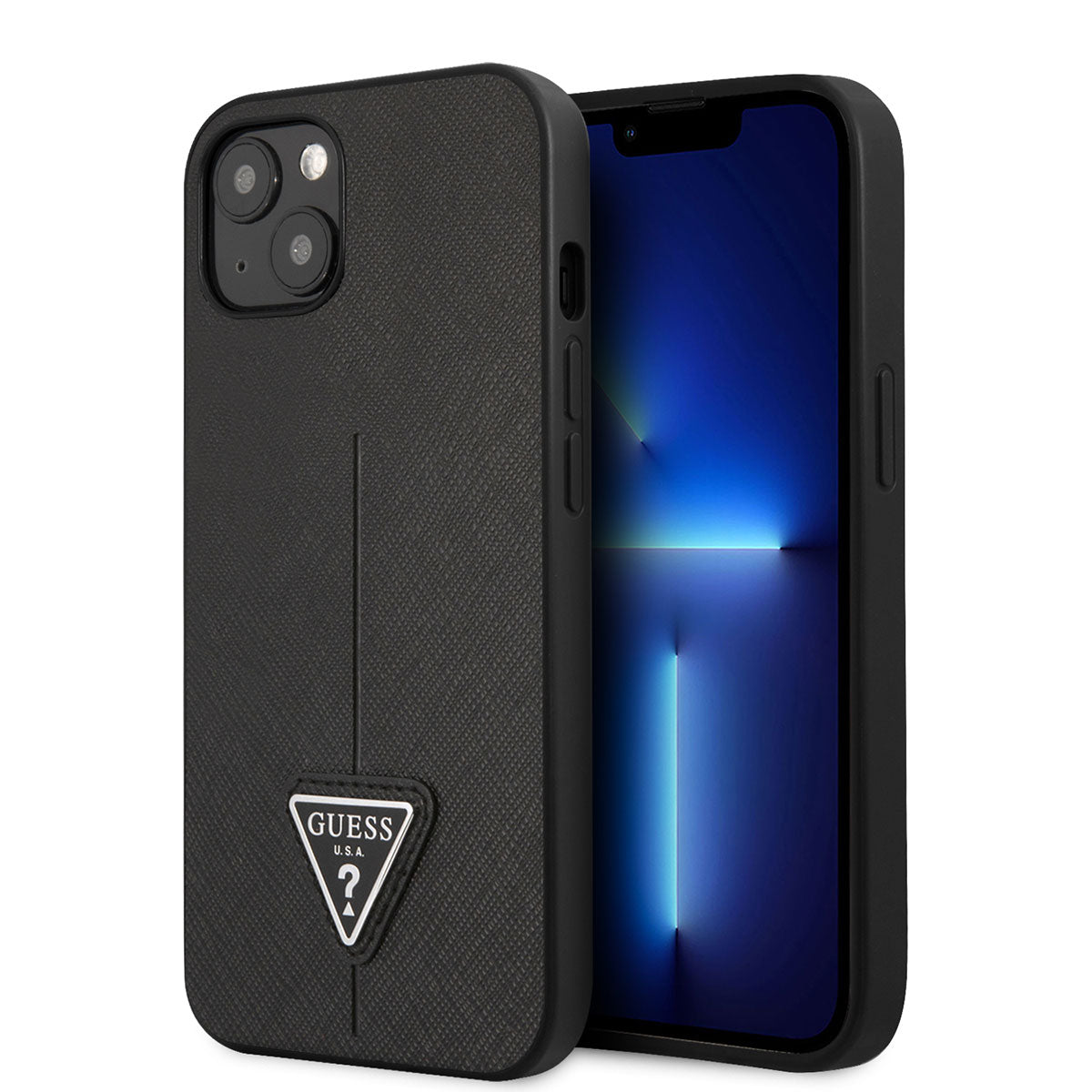 Guess iPhone 14 PU Safran Deri Üçgen Logo Dizayn Telefon Kılıfı - 1 Guess iPhone 14 PU Safran Deri Üçgen Logo Dizayn Telefon Kılıfı - 1